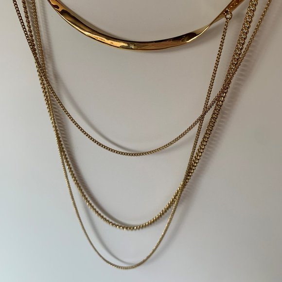 Stella & Dot gold tiered multi-chain necklace - Picture 5 of 8